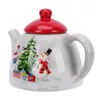 Dinnerware Sets Christmas Tree Teapot Small Ceramic Snowmen Porcelain Tea Pot Nordic Style Coffee Loose Leaf Water