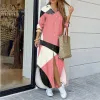 Dress Luxury Long Women's Dress 2023 Summer Sexy Casual Print Long Sleeve Slit Maxi Dresses Button Down Loose Beach Dress Vestidos