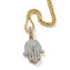 Hip Hop Vintage Hand Pendant Necklace Full 5A Zircon Gold Plated Women Men Jewelry Gift