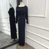 Abbigliamento etnico Eid Abaya in raso Abito interno Donna Elegante Hijab musulmano Abito Avvolgente africano Vita Dubai Turchia Abaya modesto Kimono Caftano