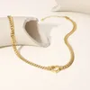 Halsband Mode Edelstahl Kuba Herz Halskette Für Frauen Goldene Flache Kette Schmuck Geschenk DIY Erkenntnisse Zubehör 2024