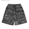 Men's Shorts Streetwear West Coast Full Print Floral Over Knee for Men Summer Patchwork Wide Leg Baggy Five Points Pants Oversized Q240305