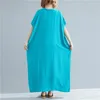 Abiti da festa 2024 Estate Vintage Oversize Bohemia Donna Casual Allentato scollo a V Mussola di cotone Maxi abito da donna Solido abito lungo Abiti