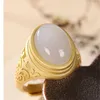 Anillos de racimo Grado superior Grisáceo Púrpura Jade Anillo ovalado para dama Accesorios de aniversario Temperamento 925 Joyería ajustable de plata