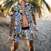 Nieuwe Mode Hawaiiaanse Shirt Set Heren Gedrukt Korte mouwen Zomer Vrije tijd Bloem Strand Shirt Tweedelige Set Heren M-3XL 240305