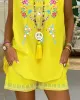 세트 빈티지 부족의 꽃 인쇄 반바지 세트 + 노치 넥 탑 유럽 미국 여성 캐주얼 패션 2 조각 세트 여성용 의상