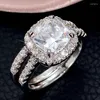 Anelli a grappolo in oro rosa 18 carati con diamanti da laboratorio set di anelli in argento sterling 925 per feste di nozze per donne uomini gioielli di fidanzamento regalo