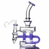 Purple Glass Water Pipe Recycler Oil Rig Bubblers Tjocka rökning Bongs Fab Egg Hookah Rigs Dab Accessories With 14mm Joint