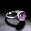 Bandringar Elegant Simple Amethyst Rings for Women 925 Silver Amethyst Jewelry Wedding Anniversary Engagement Presents L240305