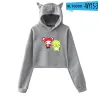 JJ Mikey Maizen Sister Merch Crop Top Hoodie Women Y2K Streetwear Hip Hop Kawaii Cat Ear Harajuku Cropped Sweatshirt