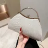 Sac à main de soirée plissé pour femmes, poignée supérieure, pochette de jour à paillettes pour dames, dîner de mariage habillé, sac à pince, sac à main de fête en diamant, or 240304