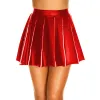 Dresses Women Fashion Sexy Leather Pleated Mini Skirt School Girl Skater Skirt High Waist Flared White Black Stretchy Female Short Skirt