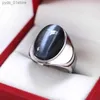 Bandringen 925 Zilver Kleur Luxe Zwarte Steen Ring Roestvrij Stalen Trouwringen voor Mannen Vrouwelijke Partij Sieraden Mode-accessoires Geschenken L240305