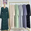 Etnische kleding Dubai Vrouwen Moslim Kralen Open Abaya Vest Kimono Maxi Jurk Islamitische Kaftan Arabische Gewaad Turkije Femme Jalabiya Eid Party