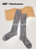 Женские носки эпохи Возрождения, весенне-летние черные носки с цветочным принтом для девочек, детские классические трендовые универсальные носки из теленка