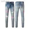 Herenjeans zwart Grijs designer jeans heren jean heren Knie Skinny Recht Motor Trendy Lange Gat broek High Street denim groothandel tear d qu 240305