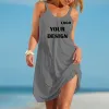 Abito Abito da spiaggia personalizzato Crea il tuo logo di design Testo Stampa da donna Design originale Abito regalo di alta qualità Spedizione gratuita Taglia S5XL