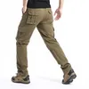 Grande bolso solto macacão dos homens esportes ao ar livre jogging calças táticas militares cintura elástica puro algodão casual calças de trabalho 240304