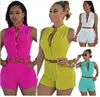 S2XL Dames Meisjes Sexy Off Schouder Knop Decoratie Taille Gordel Jumpsuit Vrouw Playsuit 11 Kleur Optioneel Plus Maten XXL 240301