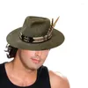 Berets Wool Cowboy Fedora Hat For Men Adult Stage Performances Theme Party Masquerade Dress Up Costume RolePlay