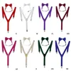 Moda 1 conjunto unissex ajustável y-back suspensórios gravata borboleta clip-on suspensórios elásticos casamento para homens mulheres 11 cores pescoço tie224y