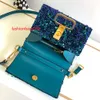 3D embroidered shiny sequin handbag high quality chain fashion shoulder cross body Designer bags genuine leather D0042