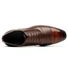 Oxford chaussures hommes PU épissé talon bas laçage classique affaires formelles hommes chaussures E6021