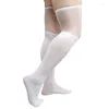 Men's Socks See Through Thigh High Striped Mens Business Formal Dress Funny Sexy Stocking Lingerie Nightwear Softy Long Tube Hose