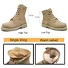 Outdoor Shoes Sandals Desert Boots For Men Genuine Leather Shoes Combat Hiking Boots Casual Outdoor Warm Fur Winter Shoes Platform Non-slip Comfort YQ240301