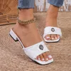 Slippers Hoge Hakken Sandalen 2023 Nieuwe Metalen Adelaarskop Dikke Hak Grote One Size Cool Drag Girl T240305