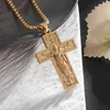 Pendant Necklaces Vintage Religious Christian Jesus Cross God Necklace Men Women Catholic Prayer Amulet Jewelry Gift