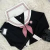 Suits Original Japanese School Girl JK Uniform Skirts Suit Women Girl Bow Sailor Blouses Pleated Short Skirt Sailor Suit Navy Costumes