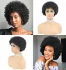 Mongolskie krótkie afro Kinky Curly Human Hair Peruki 8 -calowe maszynę Made Perukę dla Czarnych Women3727776