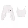 Frauen Hoodies Kurze Dünne Sweatshirt Langarm Rundhals Casual Top Bluse Täglichen Zwei-stück Einfachen Stil Großhandel
