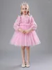 Robes pour filles, manches longues, boutons avec nœud, Style floral, princesse, Costume personnalisé pour occasions spéciales, vêtements pour enfants, 2024