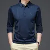 Hommes Polo chemise affaires automne t-shirt à manches longues décontracté homme Polo coupe mince coréen vêtements bouton chemises 240229