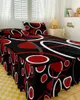 Gonna da letto Rosso Nero Linee geometriche astratte Copriletto elasticizzato con federe Coprimaterasso Set lenzuolo