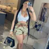 Shorts ANJAMANOR Green Camouflage Shorts 2023 Summer Pants for Women Streetwear Casual Elastic High Waisted Shorts D82CD25