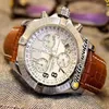 New Seawolf Chrono Diver Pro Barenia A1338012 White Dial Miyota Quartz Chronograph Mens Watch Watch Brown Leather Watches Hell2638