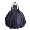 Siyah Gotik gelinlik dantel aplike zemin uzunluğu vintage gelin balo elbisesi korse vestido de novia sevgilisi prenses gelin elbiseler 2024
