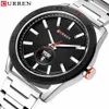 CURREN Male Clock Classic Silver Watches for Men Military Quartz Stainless Steel Wristwatch with Calendar Fashion Business Style2799