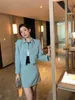 Designer Shenzhen Nanyou High End Miu Home Qianjindao Flip Collar Crystal Decoration Silk Bomull Blandad långärmad halvkjol Set ton1