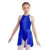 Scene Wear Kids Girls Gymnastics Leotard Ballet Tutu Dress Lyrical Dance Costume Shiny Rhinestones Figur Skating Dancewear