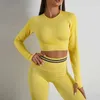 Tute da donna 2 pezzi set yoga senza cuciture per abbigliamento da atletica leggera da donna esercizio per gambe a vita alta abbigliamento sportivo abbigliamento da palestra colture fitness abbigliamento sportivo di livello superiore J240305