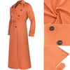 Mens Long Trench Coat Solid Color Long Sleeve Leisure Lapel Button Cardigan Coat Business Cloak Coat S-2XL 240305