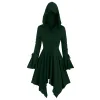 Dress Medieval Vintage Cosplay Costumes Gothic Women Dresses Witch Middle Ages Renaissance Black Cloak Clothing Irregular Hooded Dress