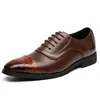 Oxford Shoes Men PU Spliced Low Heel Lacing Classic Business Formal Men Shoes E6021