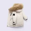 2022 Vinterdesigner Kids Coat Down Jacket For Boys Real Raccoon päls tjock varm baby ytterkläder rockar 2-12 flickor jackor år barn