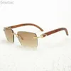 Sunglasses Photochromic Vintage Rimless Men Luxury Carter Glasses Big Square Sunnies for Driving Fishing Retro Style Shades Wood Buffalo Horn Temple Unique 240305