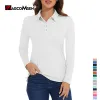 T-Shirts MAGCOMSEN Women's Golf T Shirt Long Sleeve Summer Polo Shirts Quick Dry UPF 50+ UV Protection Lightweight Athletic Tennis Shirts